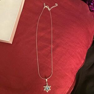 Star of David with Blue Opal Necklace